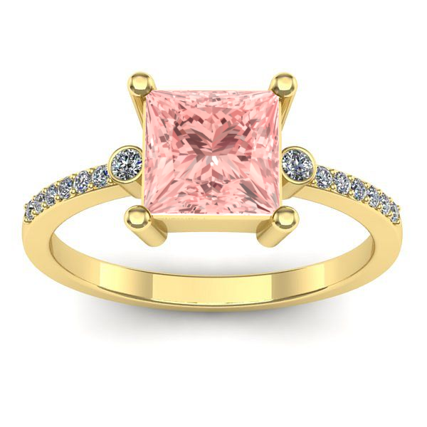 Inel logodna cu diamant de laborator roz patrat