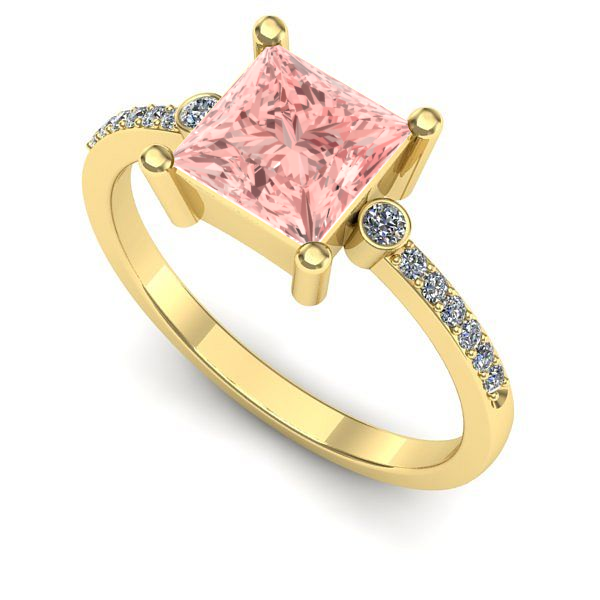 Inel de logodna din aur galben cu diamant de laborator roz