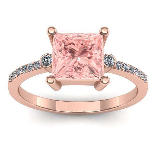 Inel de logodna cu diamant de laborator roz patrat