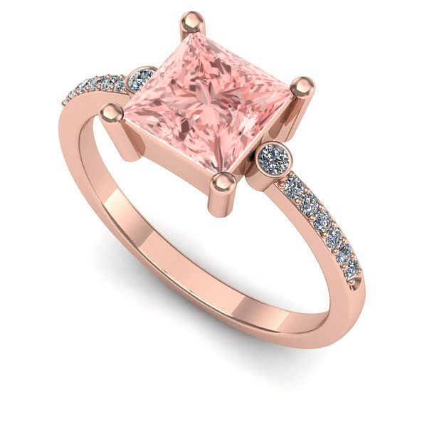 Inel de logodna din aur roz cu diamant de laborator roz
