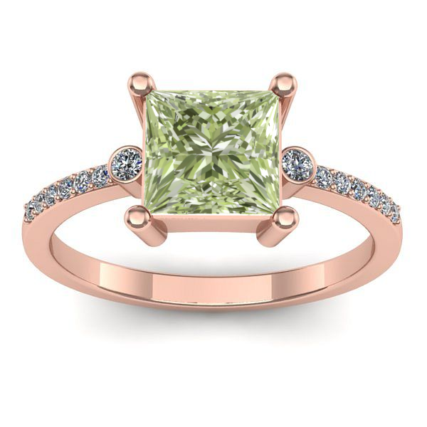 Inel de logodna cu diamant de laborator verde patrat