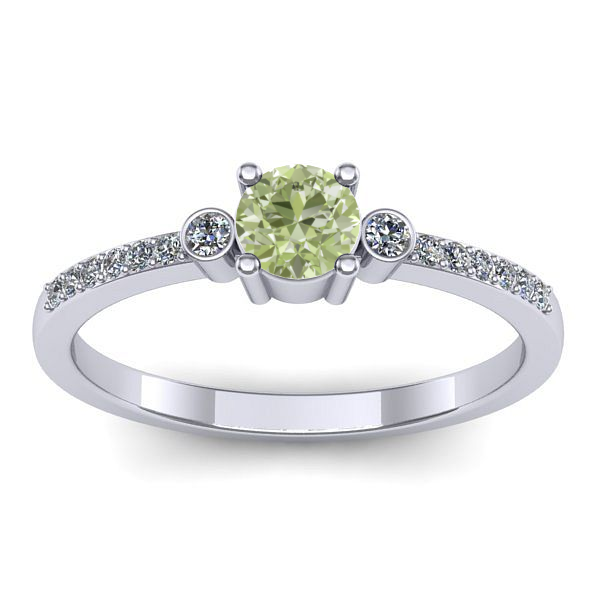 Inel de logodna cu diamant de laborator verde rotund