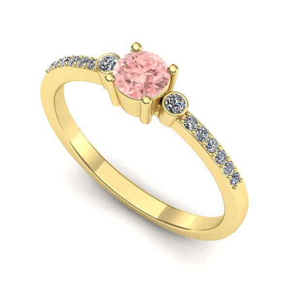 Inel de logodna din aur galben cu diamant de laborator roz