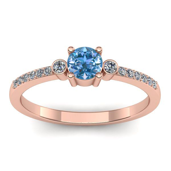 Inel cu diamant de laborator albastru rotund