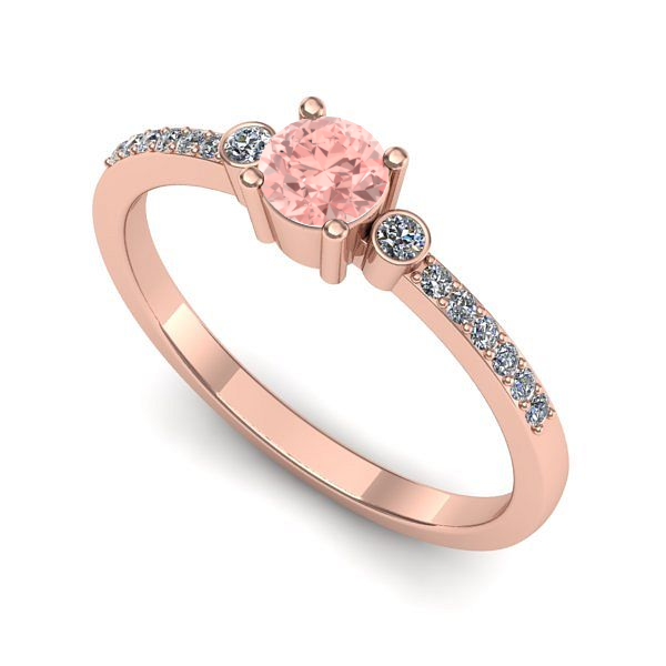 Inel logodna din aur roz cu diamant de laborator roz