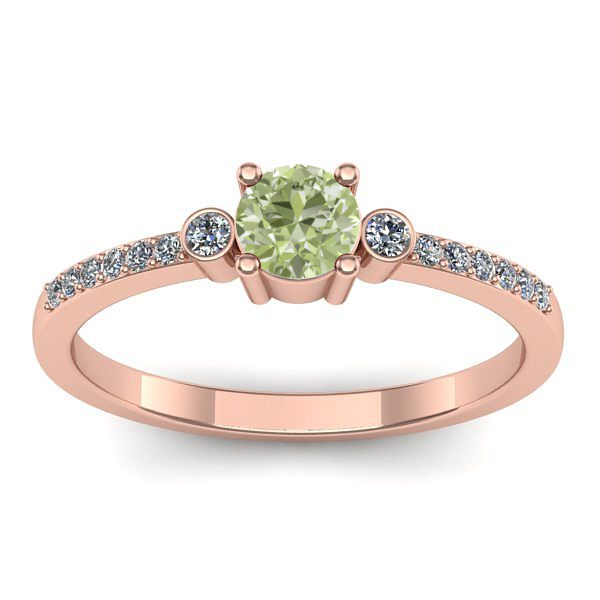 Inel cu diamant de laborator verde rotund