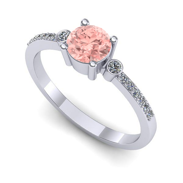 Inel de logodna din aur alb cu diamant de laborator roz