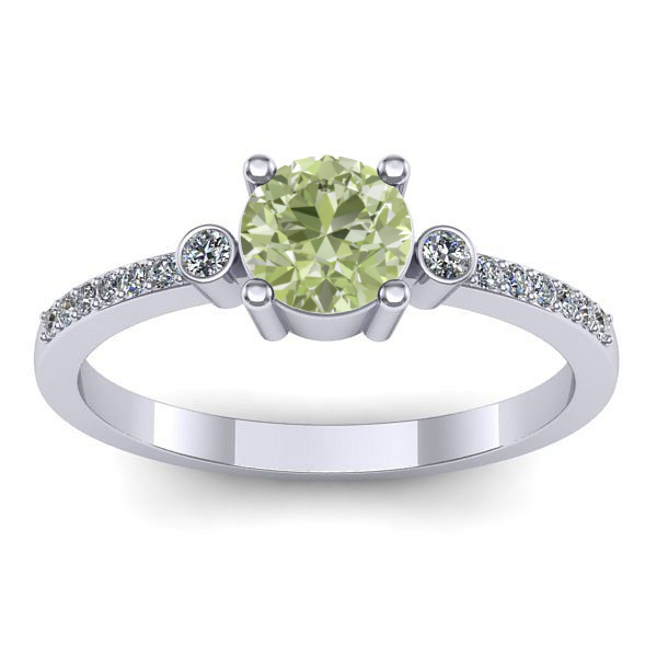 Inel cu diamant de laborator verde rotund