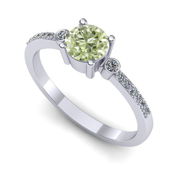 Inel logodna din aur alb cu diamant de laborator verde