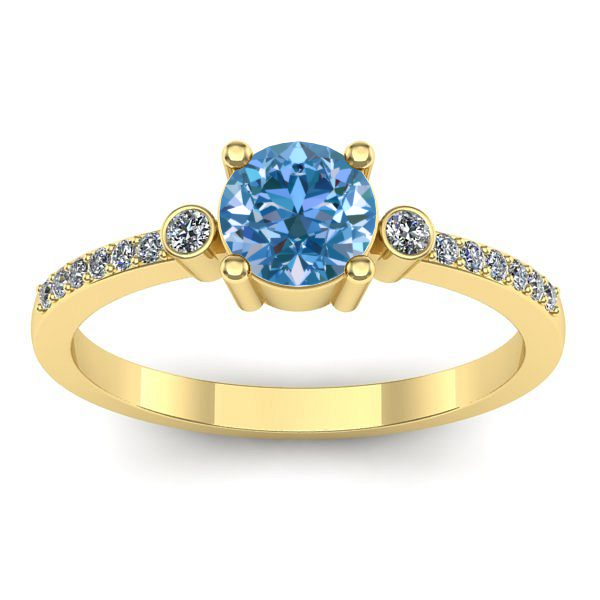 Inel logodna cu diamant de laborator albastru rotund