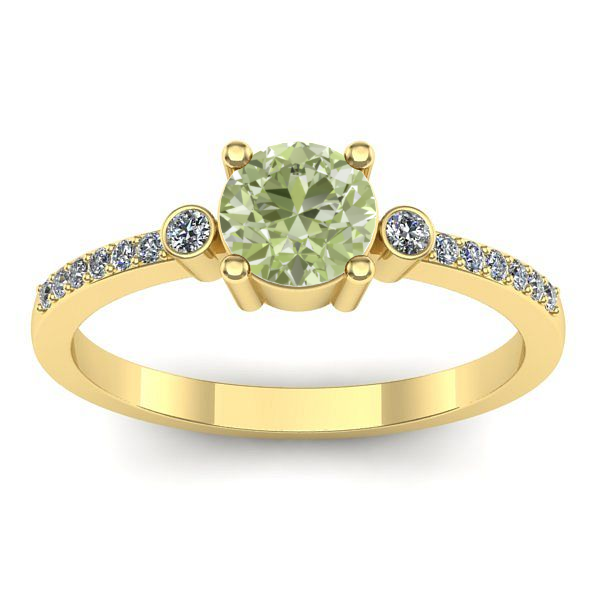 Inel cu diamant de laborator verde rotund