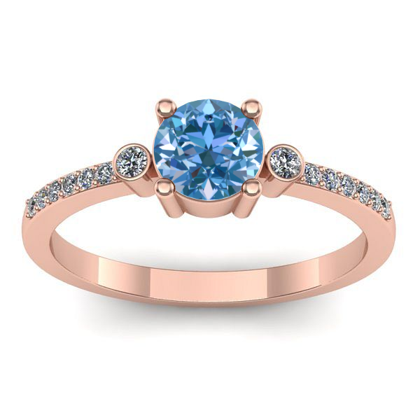 Inel cu diamant de laborator albastru rotund