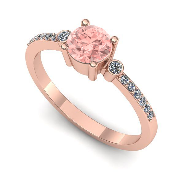 Inel logodna din aur roz cu diamant de laborator roz