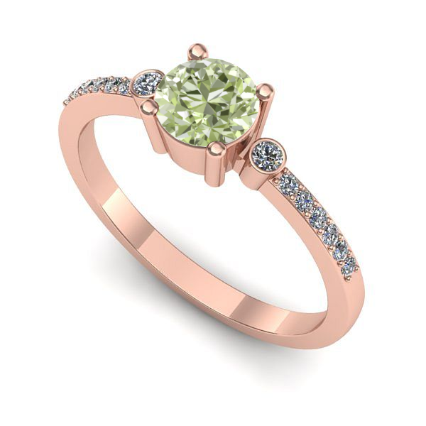 Inel logodna din aur roz cu diamant de laborator verde