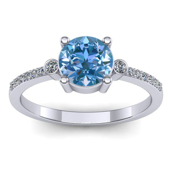 Inel logodna cu diamant de laborator albastru rotund