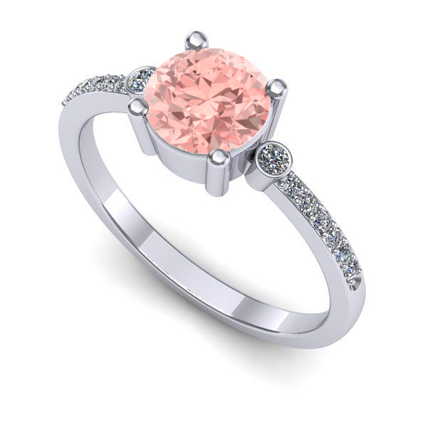 Inel din aur alb cu diamant de laborator roz