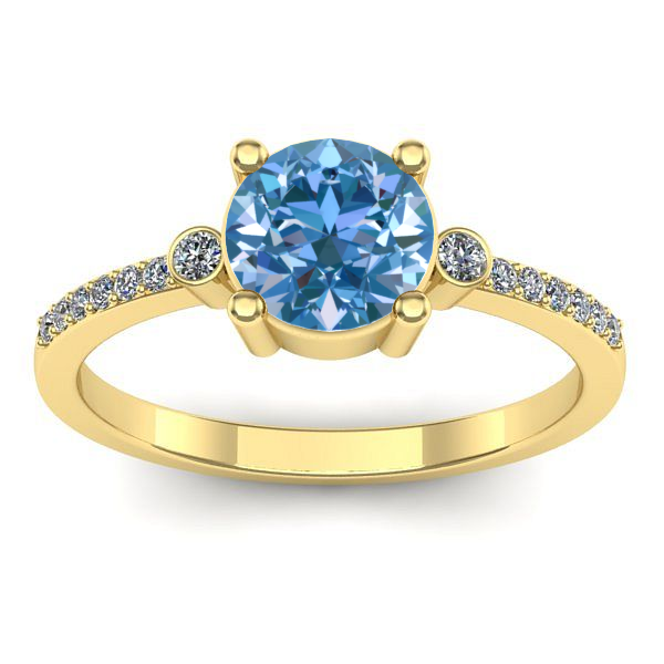 Inel de logodna cu diamant de laborator albastru rotund