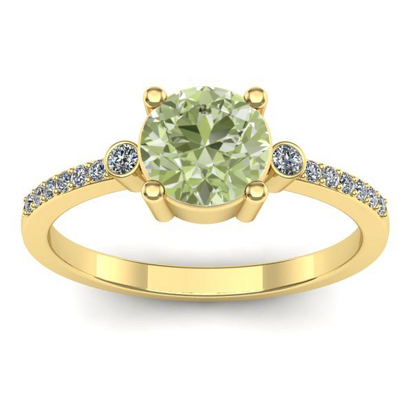 Inel de logodna cu diamant de laborator verde rotund