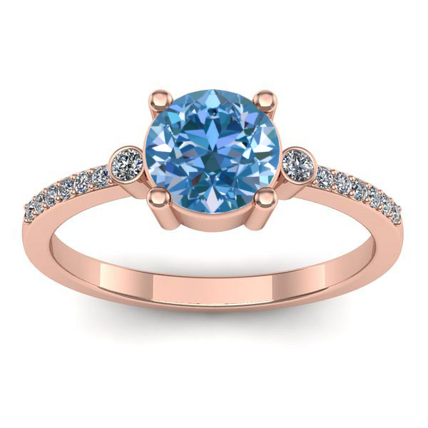 Inel cu diamant de laborator albastru rotund