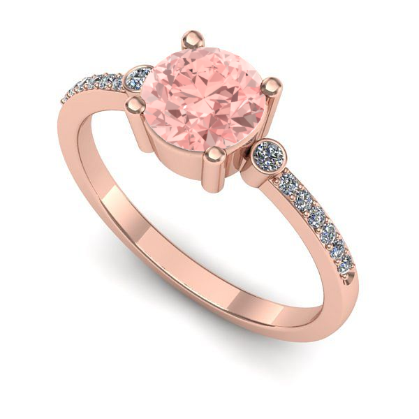 Inel de logodna din aur roz cu diamant de laborator roz