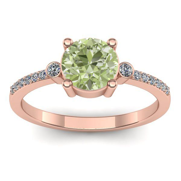 Inel cu diamant de laborator verde rotund