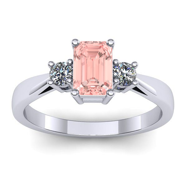 Inel de logodna cu diamant de laborator roz dreptunghiular