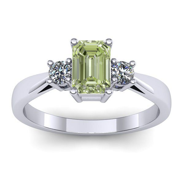 Inel logodna cu diamant de laborator verde dreptunghiular