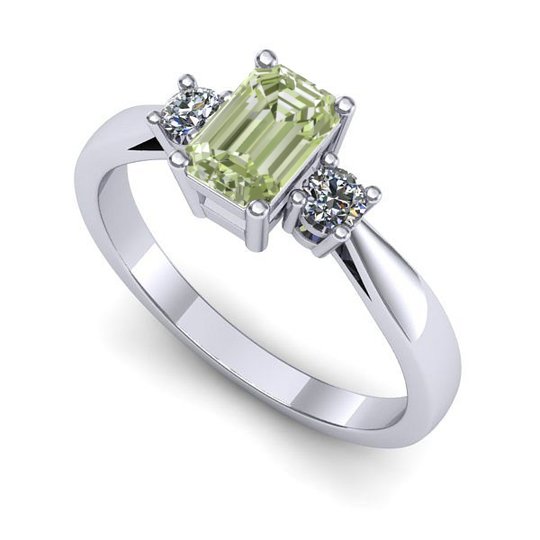 Inel de logodna din aur alb cu diamant de laborator verde