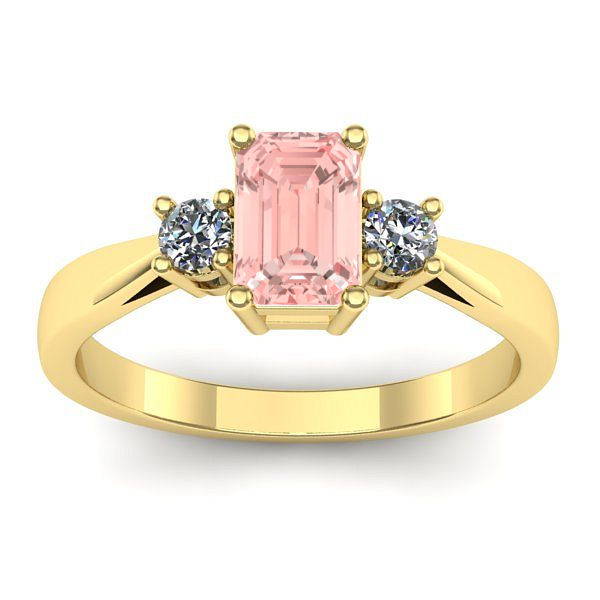 Inel de logodna cu diamant de laborator roz dreptunghiular