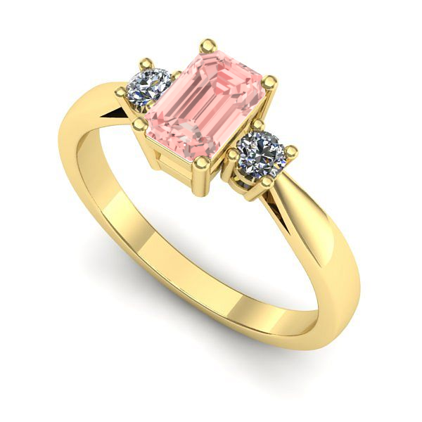 Inel de logodna din aur galben cu diamant de laborator roz
