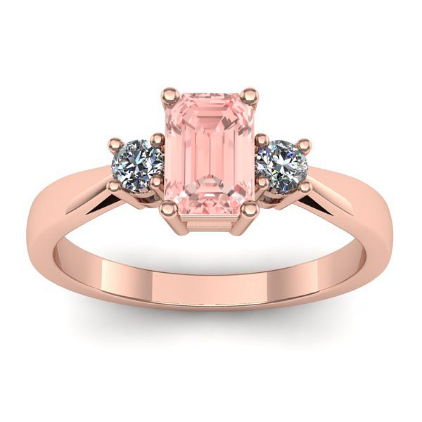 Inel cu diamant de laborator roz dreptunghiular