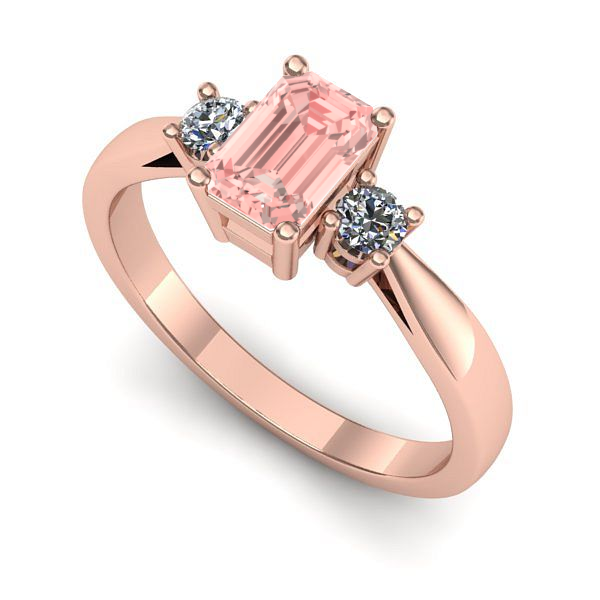 Inel de logodna din aur roz cu diamant de laborator roz