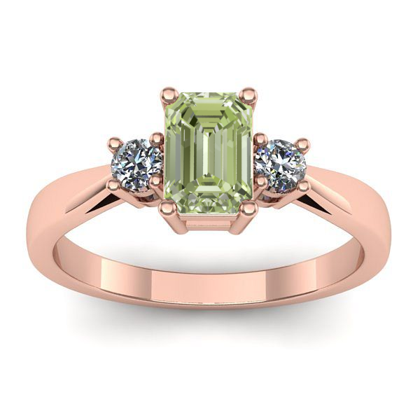 Inel cu diamant de laborator verde dreptunghiular