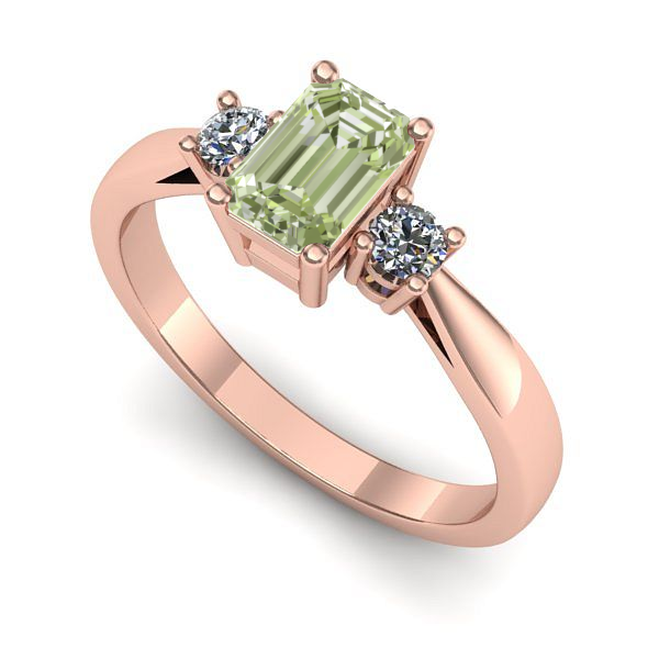 Inel logodna din aur roz cu diamant de laborator verde