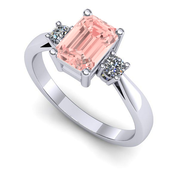 Inel de logodna din aur alb cu diamant de laborator roz