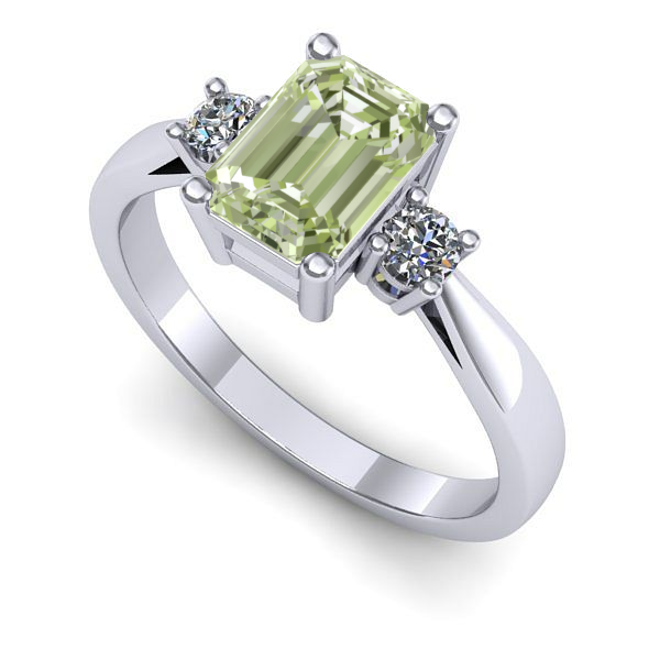 Inel din aur alb cu diamant de laborator verde