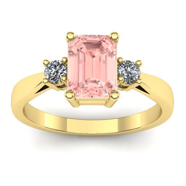 Inel logodna cu diamant de laborator roz dreptunghiular