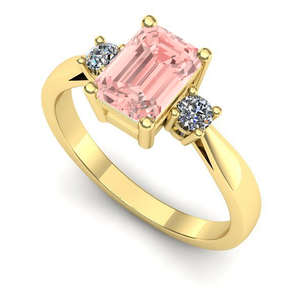 Inel logodna din aur galben cu diamant de laborator roz