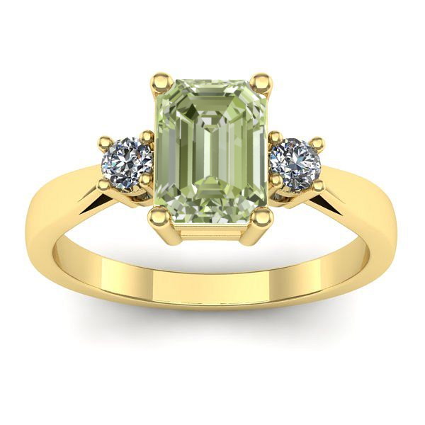 Inel de logodna cu diamant de laborator verde dreptunghiular