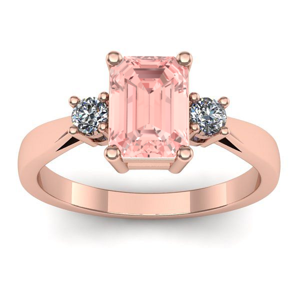 Inel de logodna cu diamant de laborator roz dreptunghiular