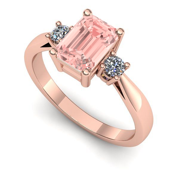 Inel de logodna din aur roz cu diamant de laborator roz