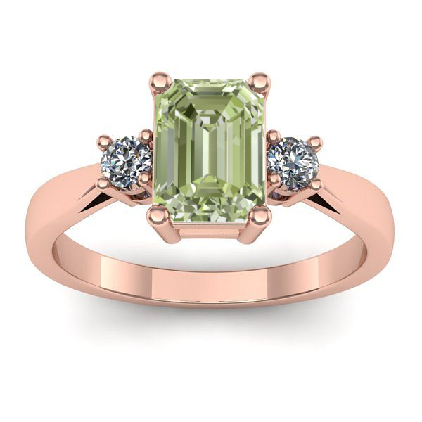 Inel cu diamant de laborator verde dreptunghiular