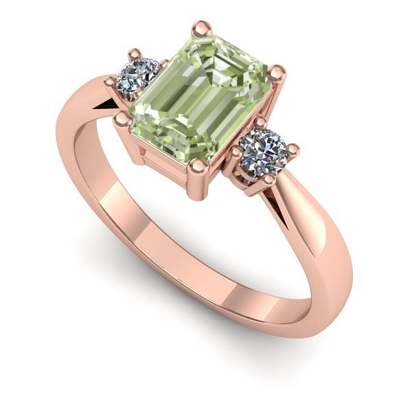 Inel de logodna din aur roz cu diamant de laborator verde