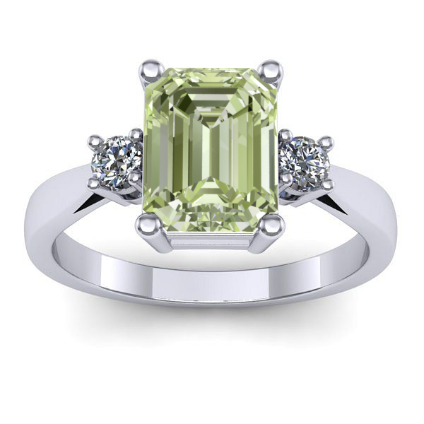 Inel logodna cu diamant de laborator verde dreptunghiular