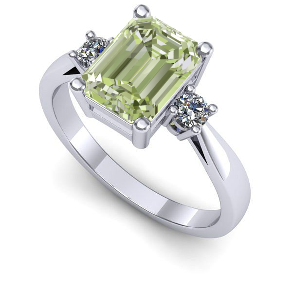 Inel de logodna din aur alb cu diamant de laborator verde