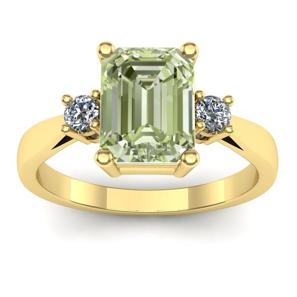 Inel logodna cu diamant de laborator verde dreptunghiular