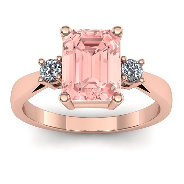 Inel de logodna cu diamant de laborator roz dreptunghiular