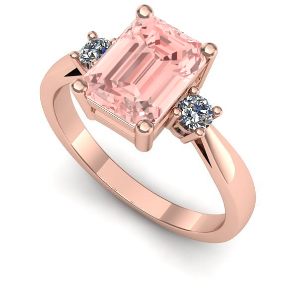 Inel de logodna din aur roz cu diamant de laborator roz