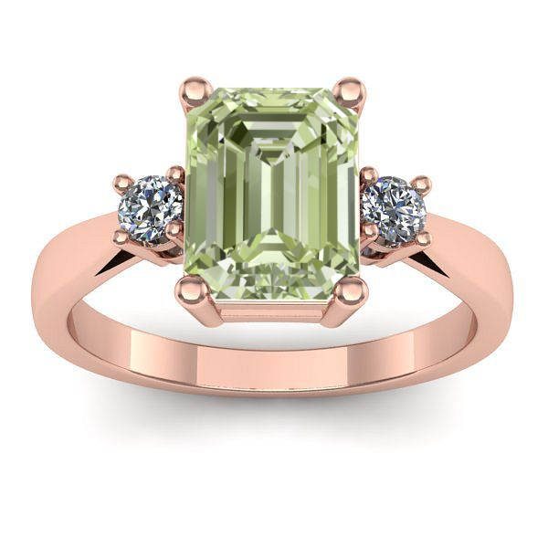 Inel de logodna cu diamant de laborator verde dreptunghiular