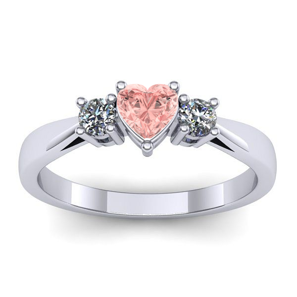 Inel cu diamant de laborator roz inima